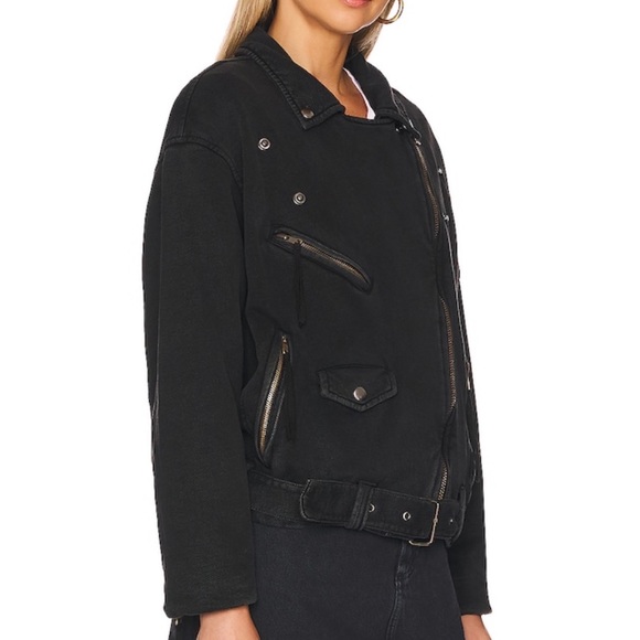 Free people moto sweater/jacket in “lived in” black - Picture 3 of 4